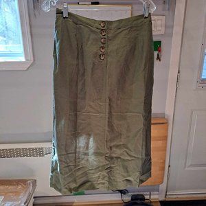 NWT Khaki green colored elastic waist skirt made of tencel and linen eco fashion